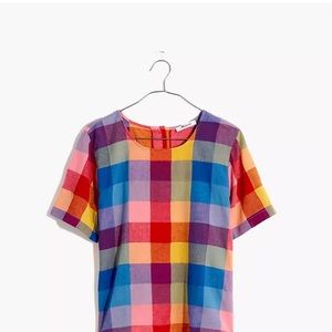 Madewell Boxy Button-Back Top: Americana Red Picnic Plaid Gingham Check